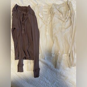 Bundle of 3 Aerie long sleeve ribbed tees